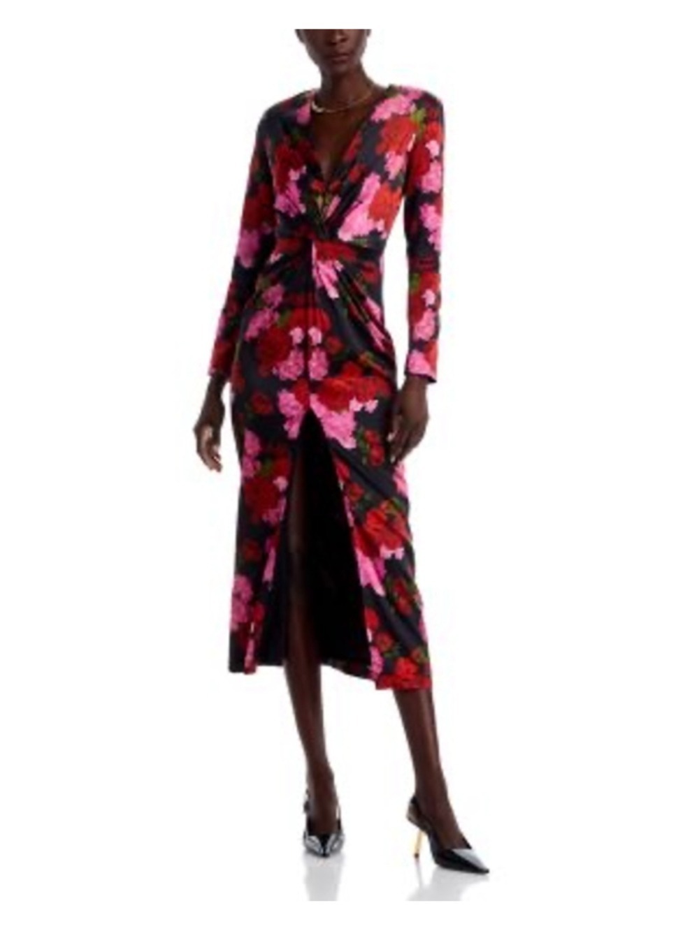 Women's Generation Love Long Sleeve Dress Size 2 Black Red Floral